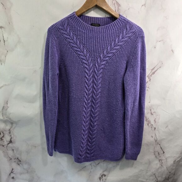 Talbots Sweaters - Talbots Sweater Womens Small Purple Lambs Wool Cable Knit Lavender Lilac